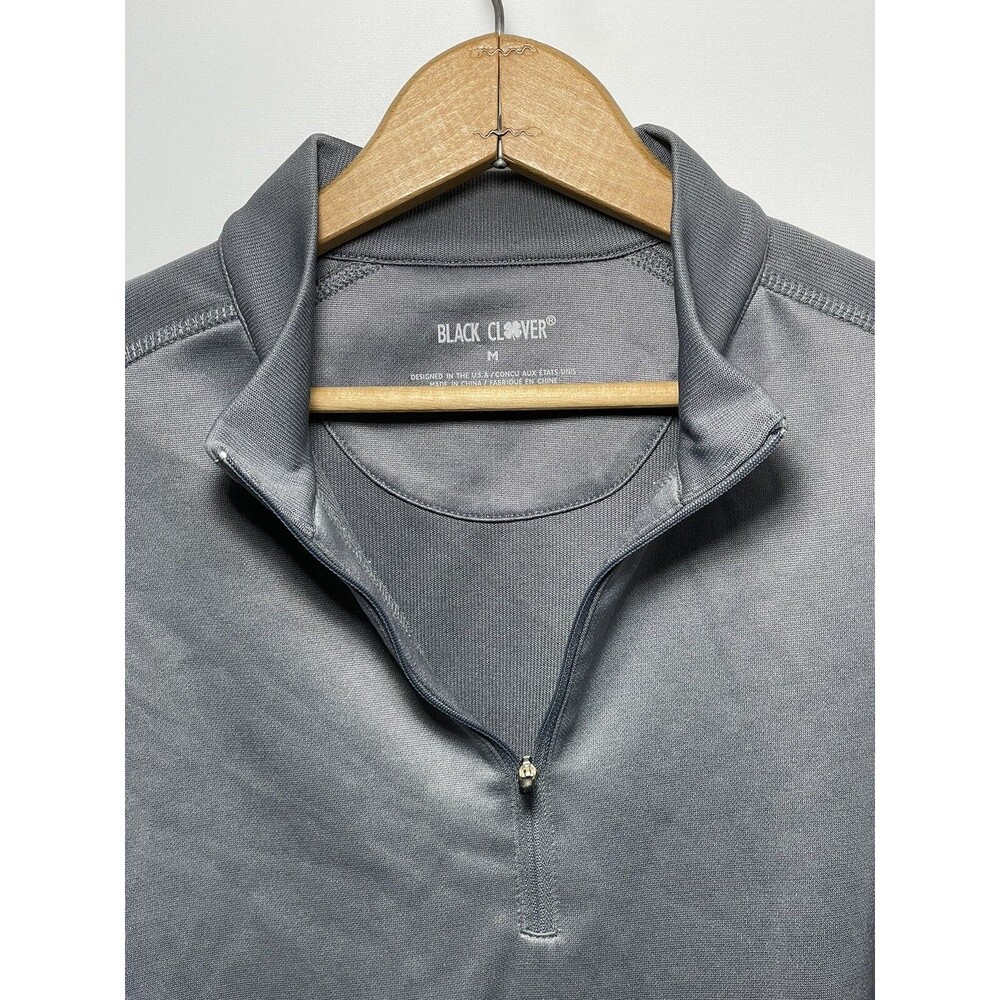 Mens Medium Black Clover Quarter Zip Light Sweatshirt  Live Lucky - Picture 4 of 7